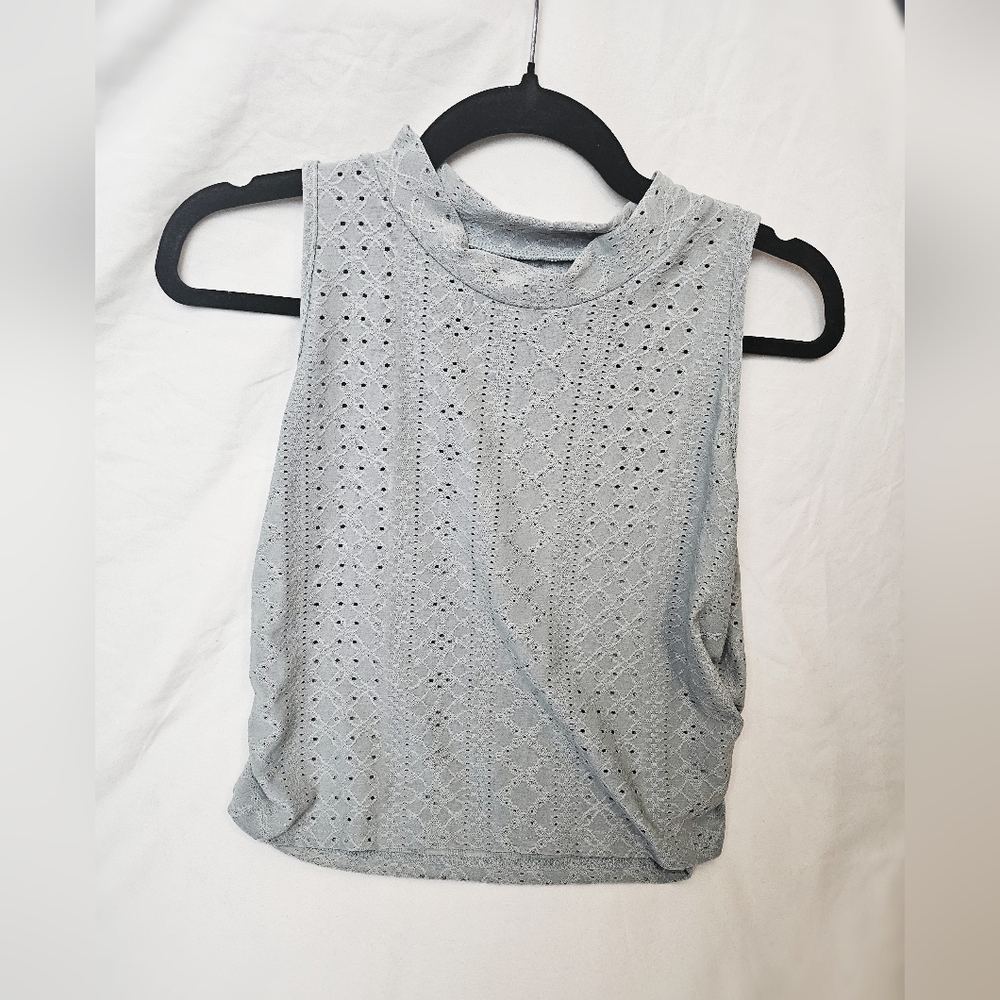 NEW Womens High Neck Lace Crop Blouse - Mint